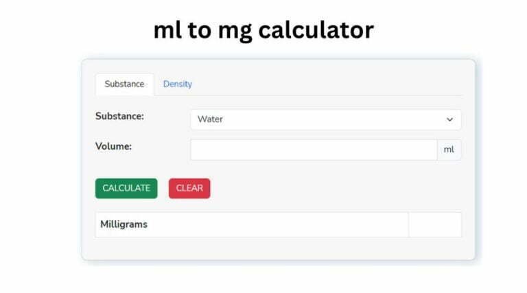 ml to mg calculator