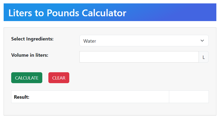 Liters To Pounds Calculator Calculatorway 5479